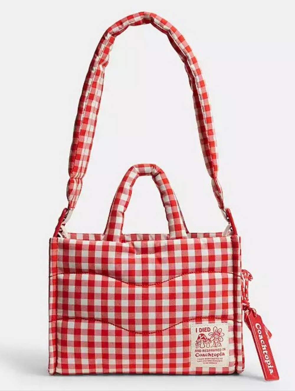 *NWT* COACHTOPIA Loop Mini Tote With Red Gingham Pattern